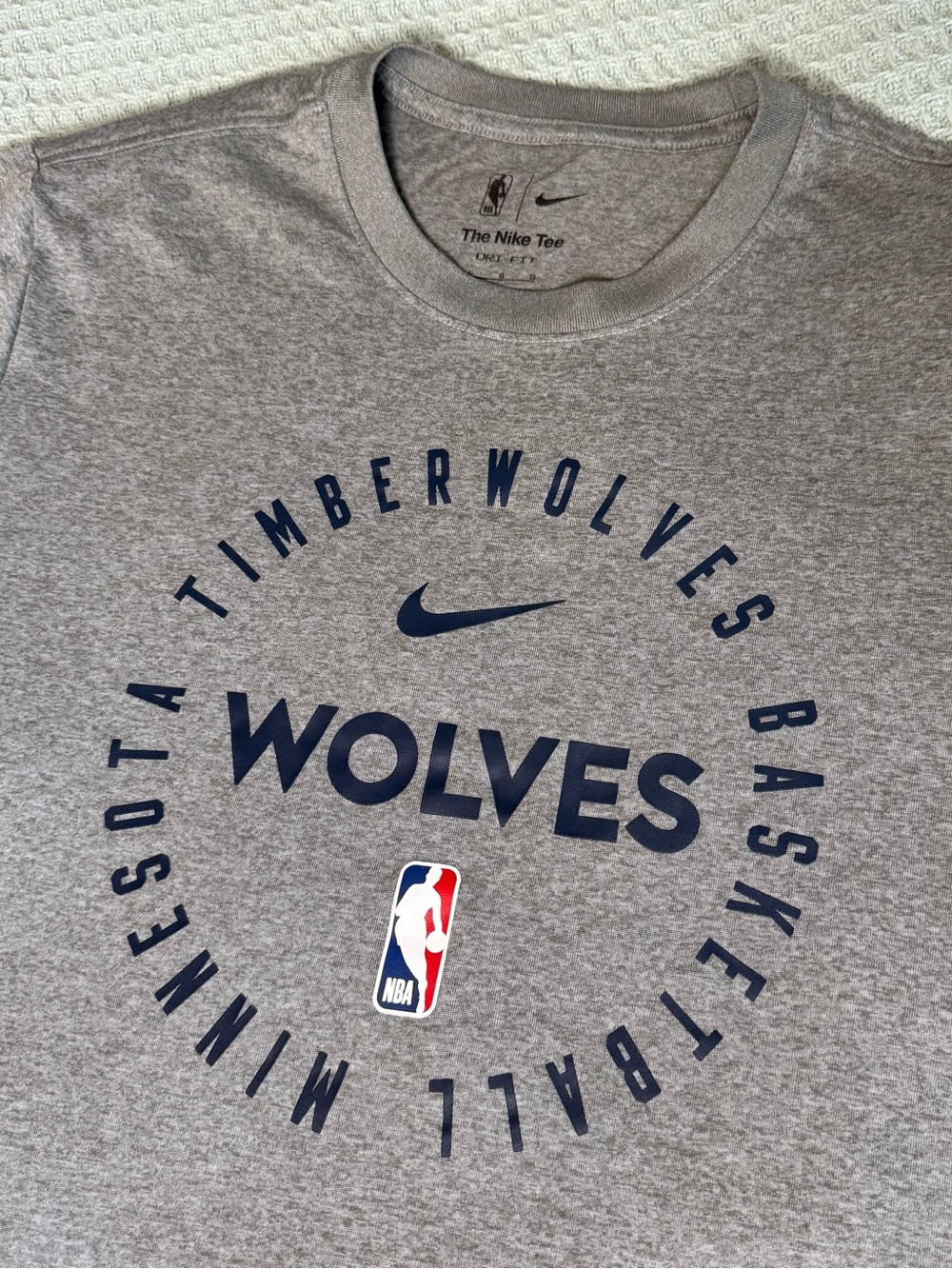 Nike Minnesota Timberwolves Tee Mens Large Gray NBA Authentics Warmup Shirt